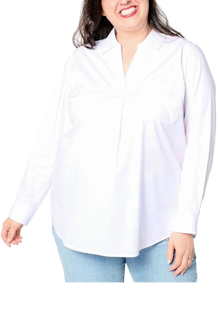 Joan Rivers Women's Pullover Blouse with Back Details White - Regular